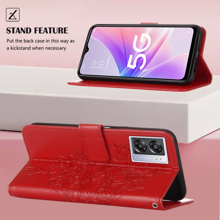 For OPPO A57 5G 2022 Embossed Butterfly Leather Phone Case
