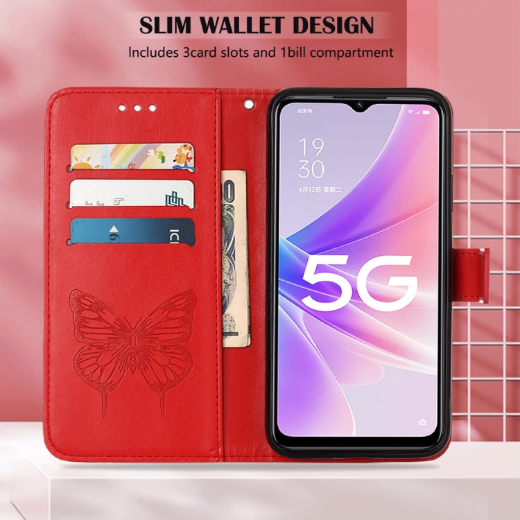 For OPPO A57 5G 2022 Embossed Butterfly Leather Phone Case