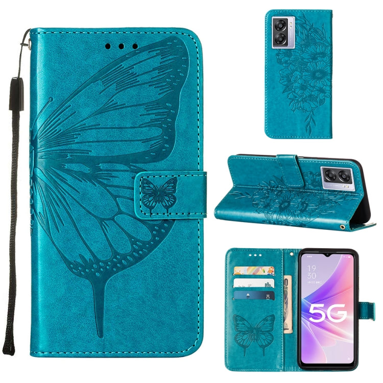For OPPO A57 5G 2022 Embossed Butterfly Leather Phone Case