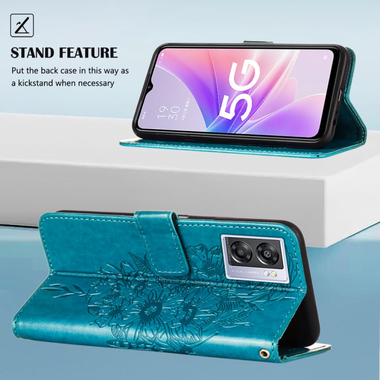 For OPPO A57 5G 2022 Embossed Butterfly Leather Phone Case