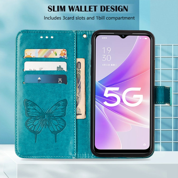 For OPPO A57 5G 2022 Embossed Butterfly Leather Phone Case
