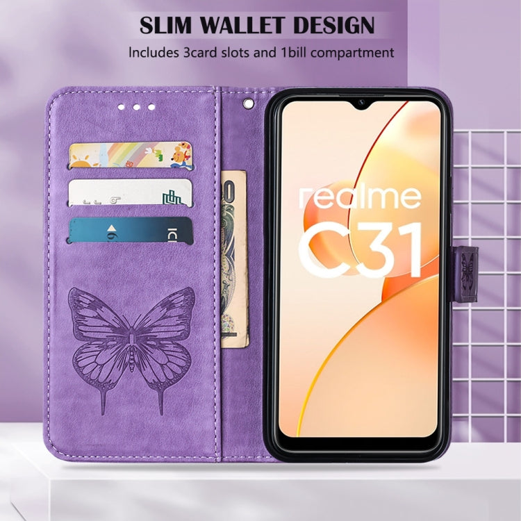 For OPPO Realme C31 4G Embossed Butterfly Leather Phone Case
