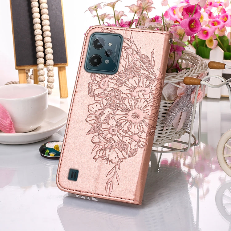 For OPPO Realme C31 4G Embossed Butterfly Leather Phone Case