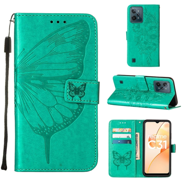 For OPPO Realme C31 4G Embossed Butterfly Leather Phone Case