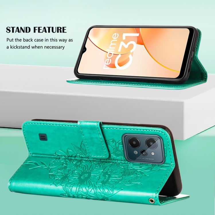 For OPPO Realme C31 4G Embossed Butterfly Leather Phone Case