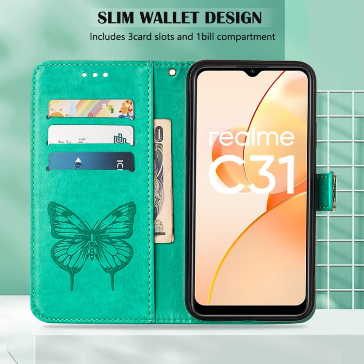 For OPPO Realme C31 4G Embossed Butterfly Leather Phone Case