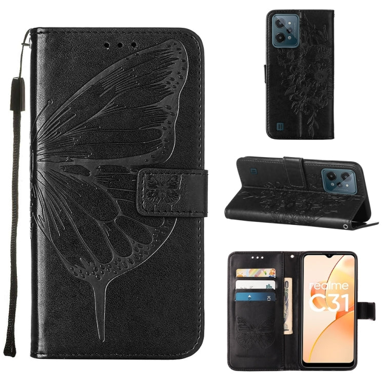 For OPPO Realme C31 4G Embossed Butterfly Leather Phone Case