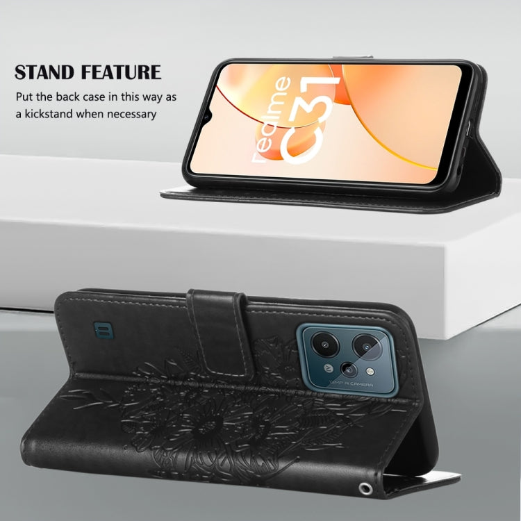 For OPPO Realme C31 4G Embossed Butterfly Leather Phone Case