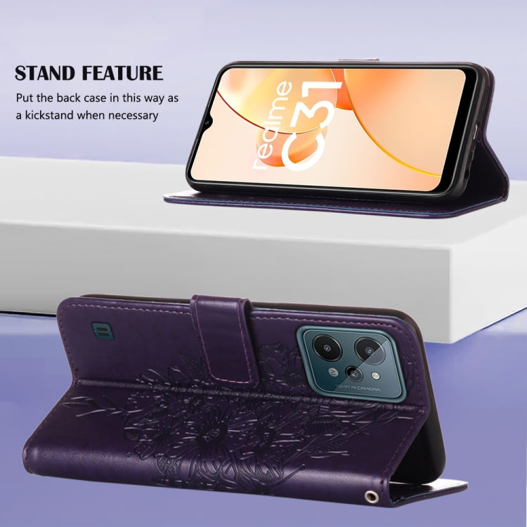 For OPPO Realme C31 4G Embossed Butterfly Leather Phone Case
