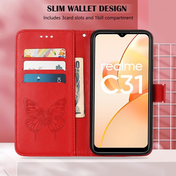 For OPPO Realme C31 4G Embossed Butterfly Leather Phone Case