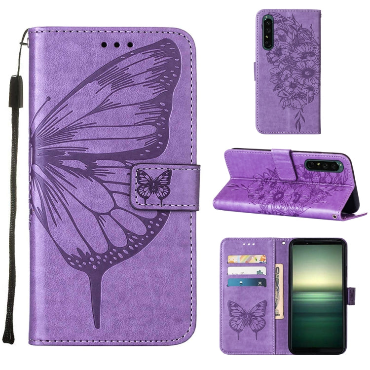 For Sony Xperia 1 IV Embossed Butterfly Leather Phone Case