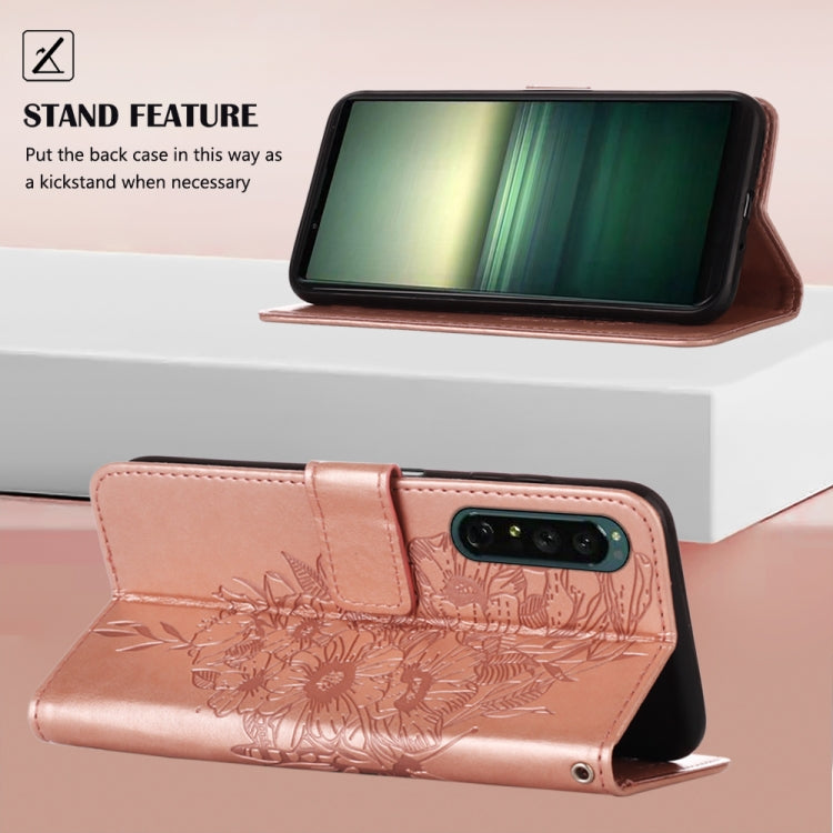 For Sony Xperia 1 IV Embossed Butterfly Leather Phone Case