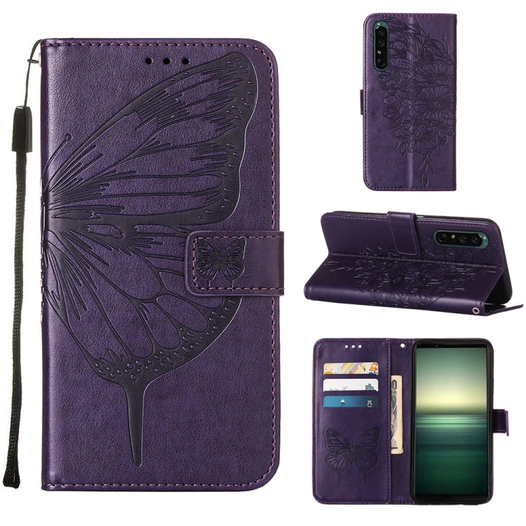 For Sony Xperia 1 IV Embossed Butterfly Leather Phone Case