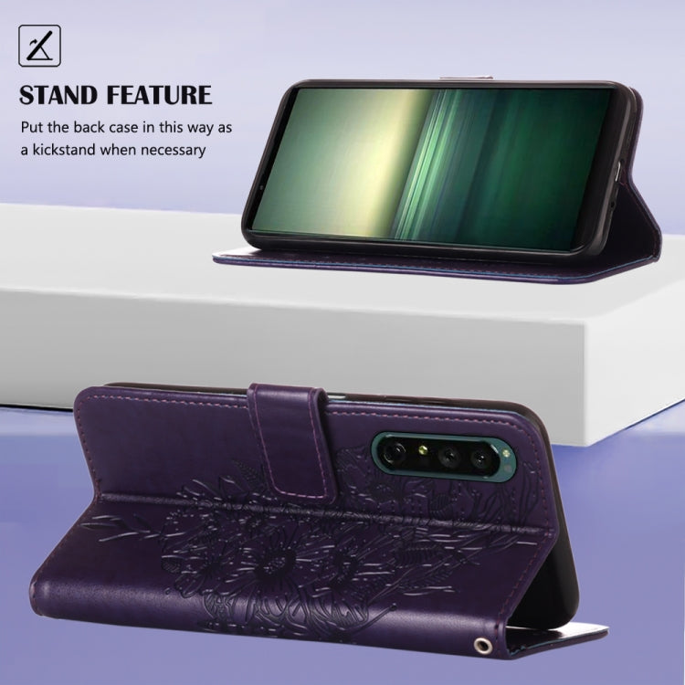 For Sony Xperia 1 IV Embossed Butterfly Leather Phone Case