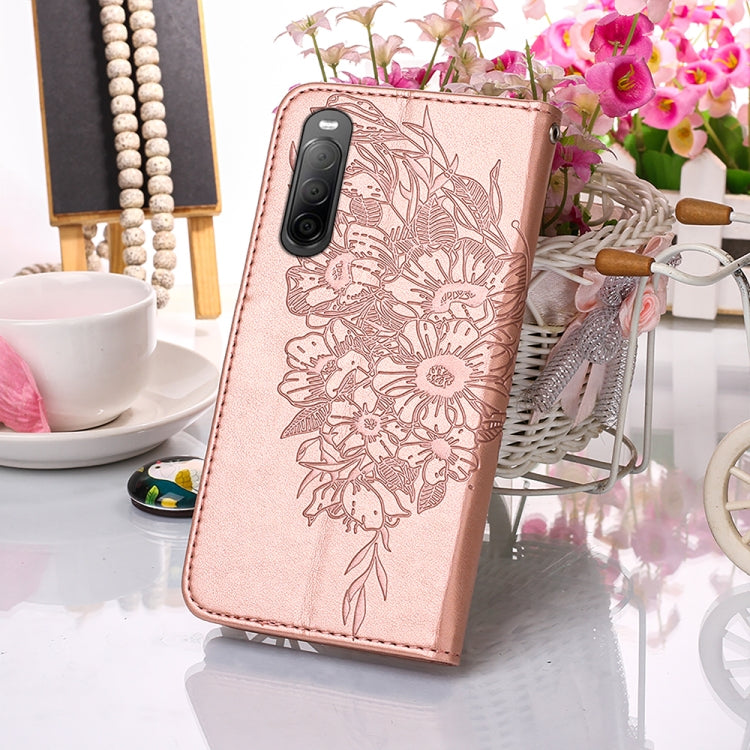 For Sony Xperia 10 IV Embossed Butterfly Leather Phone Case