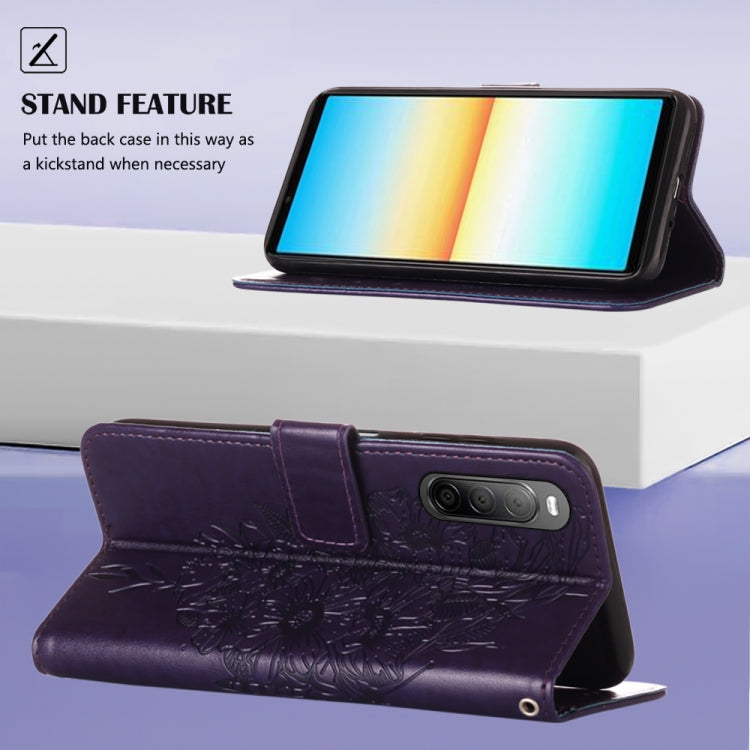For Sony Xperia 10 IV Embossed Butterfly Leather Phone Case