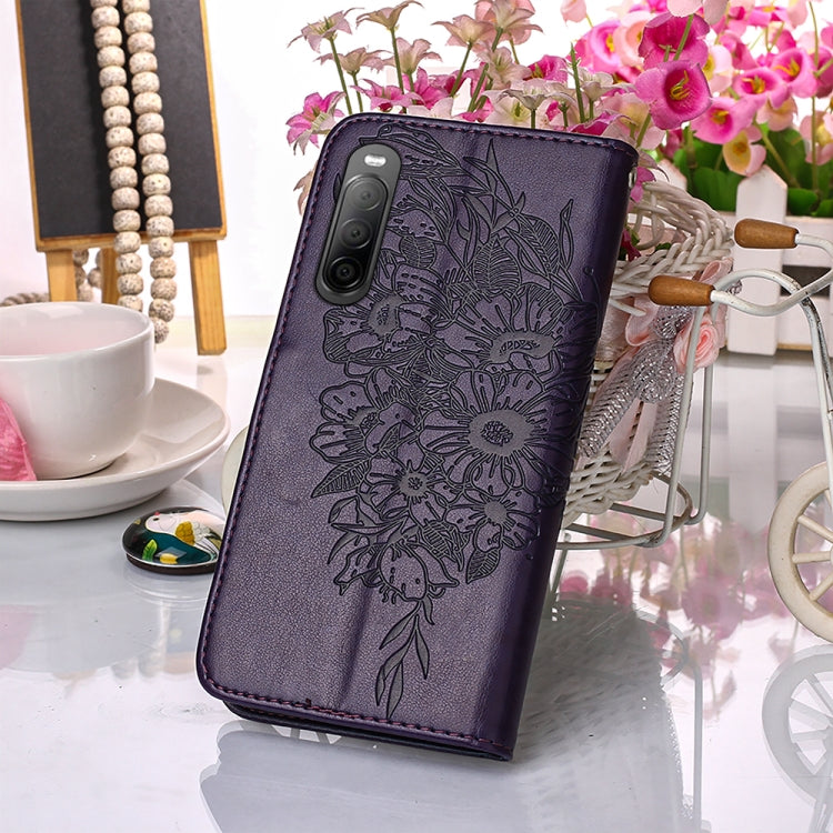 For Sony Xperia 10 IV Embossed Butterfly Leather Phone Case