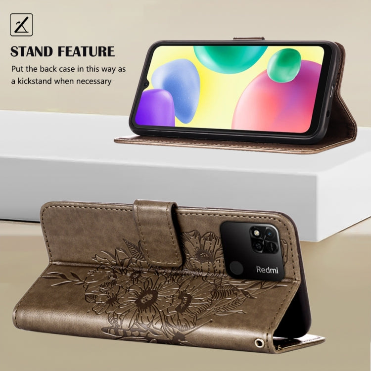 For Xiaomi Redmi 10A Embossed Butterfly Leather Phone Case