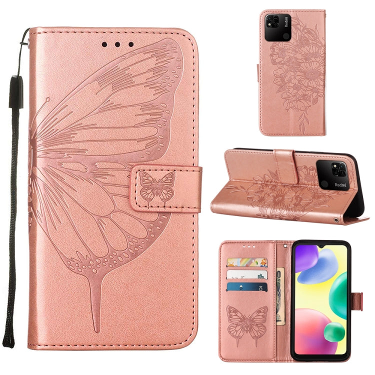 For Xiaomi Redmi 10A Embossed Butterfly Leather Phone Case