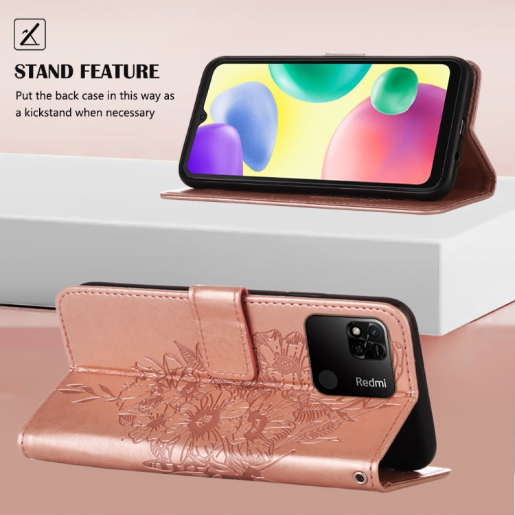 For Xiaomi Redmi 10A Embossed Butterfly Leather Phone Case