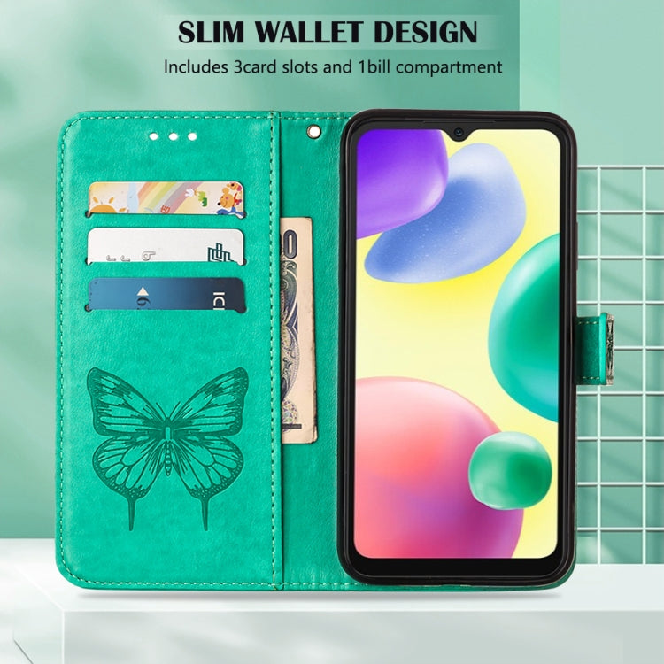 For Xiaomi Redmi 10A Embossed Butterfly Leather Phone Case