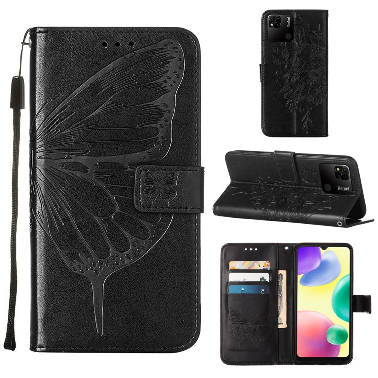 For Xiaomi Redmi 10A Embossed Butterfly Leather Phone Case