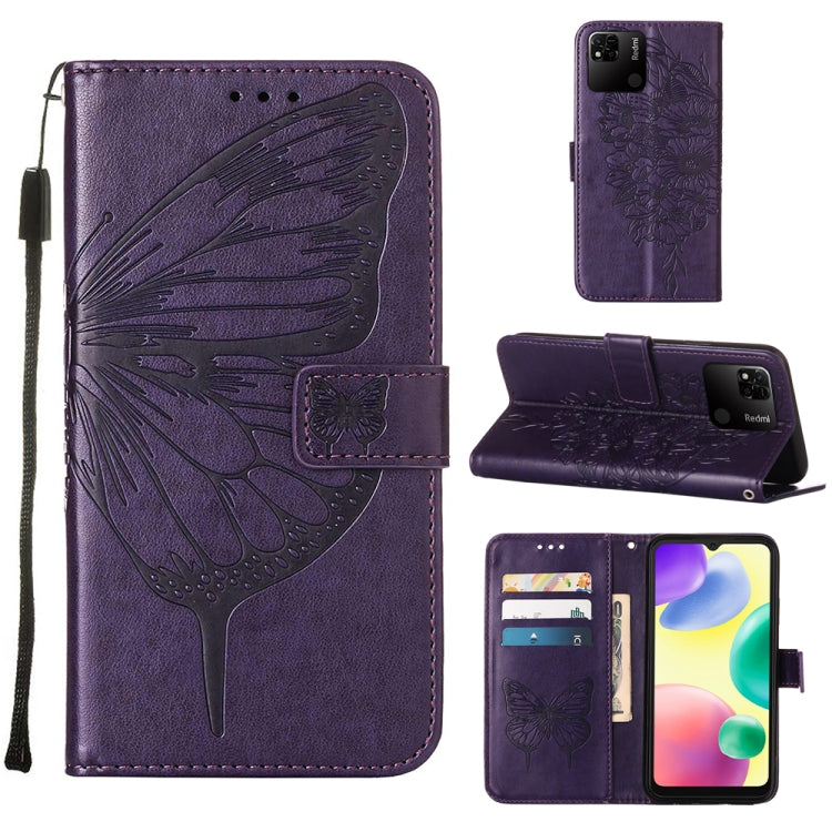 For Xiaomi Redmi 10A Embossed Butterfly Leather Phone Case