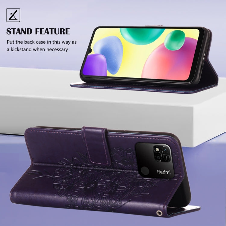 For Xiaomi Redmi 10A Embossed Butterfly Leather Phone Case