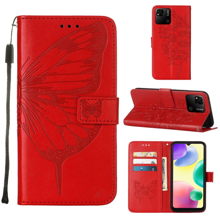 For Xiaomi Redmi 10A Embossed Butterfly Leather Phone Case