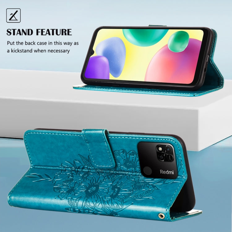 For Xiaomi Redmi 10A Embossed Butterfly Leather Phone Case