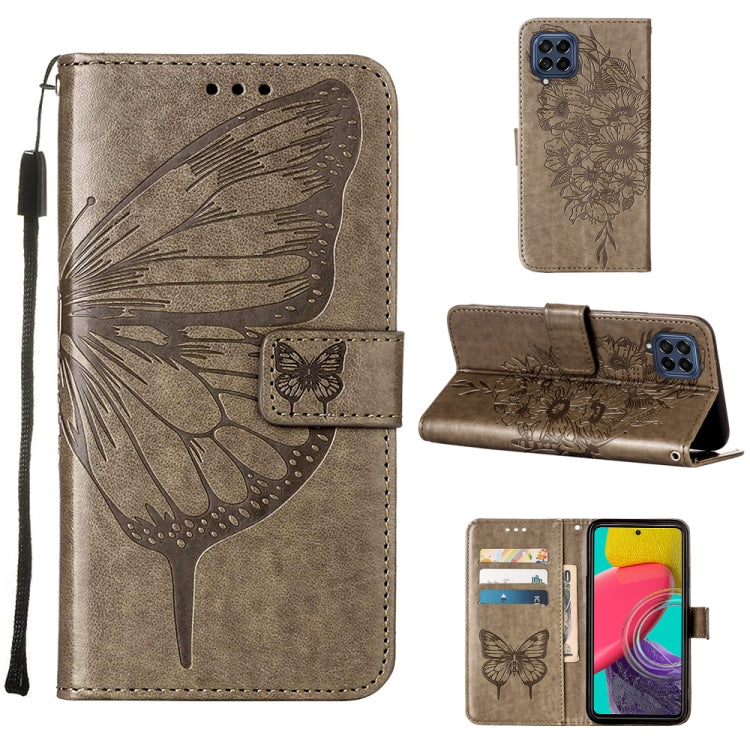 For Samsung Galaxy M33 5G  Embossed Butterfly Leather Phone Case