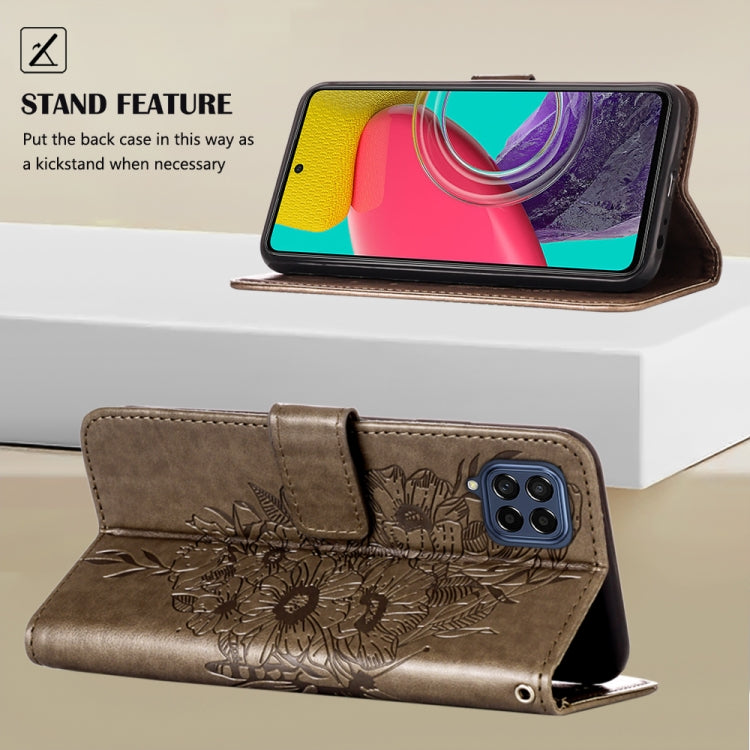 For Samsung Galaxy M33 5G  Embossed Butterfly Leather Phone Case