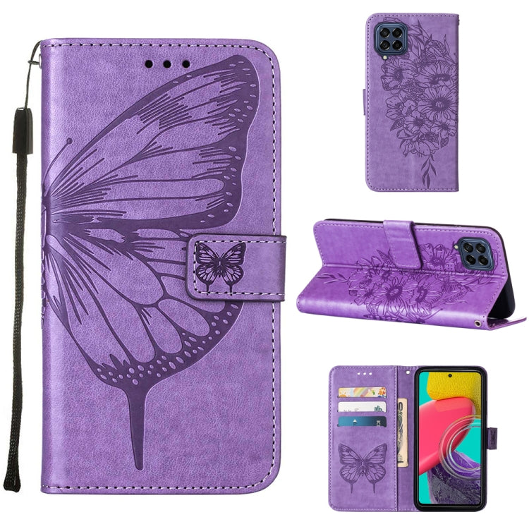 For Samsung Galaxy M33 5G  Embossed Butterfly Leather Phone Case
