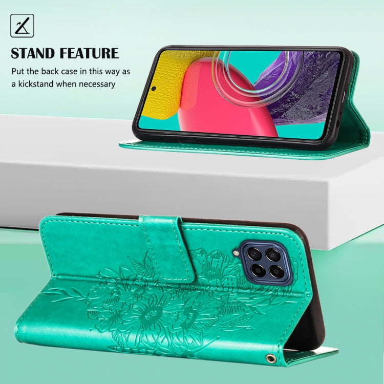 For Samsung Galaxy M33 5G  Embossed Butterfly Leather Phone Case
