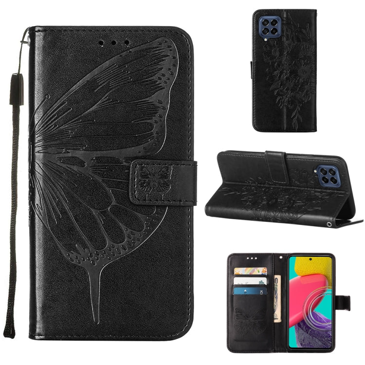 For Samsung Galaxy M33 5G  Embossed Butterfly Leather Phone Case