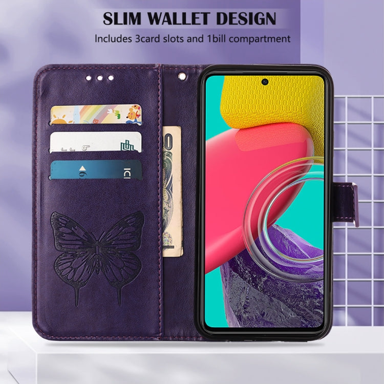 For Samsung Galaxy M33 5G  Embossed Butterfly Leather Phone Case