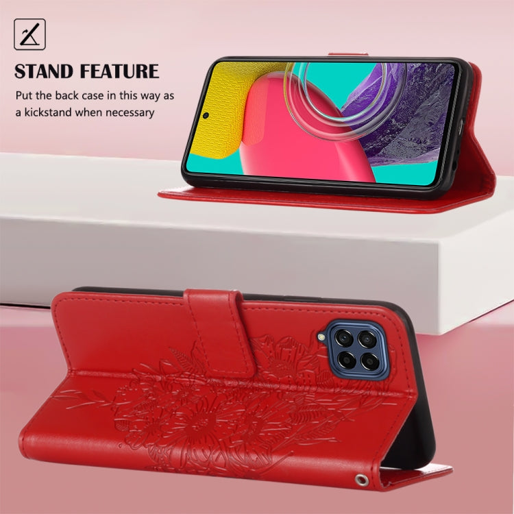 For Samsung Galaxy M33 5G  Embossed Butterfly Leather Phone Case