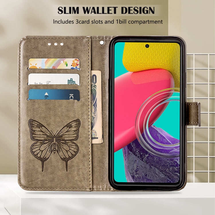 For Samsung Galaxy M53 5G Embossed Butterfly Leather Phone Case