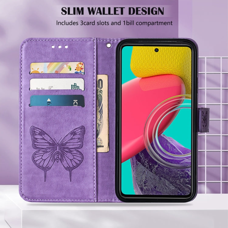For Samsung Galaxy M53 5G Embossed Butterfly Leather Phone Case