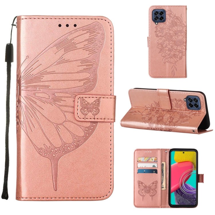 For Samsung Galaxy M53 5G Embossed Butterfly Leather Phone Case