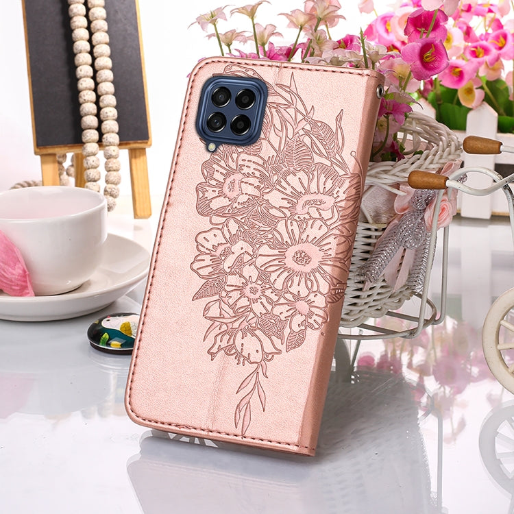 For Samsung Galaxy M53 5G Embossed Butterfly Leather Phone Case