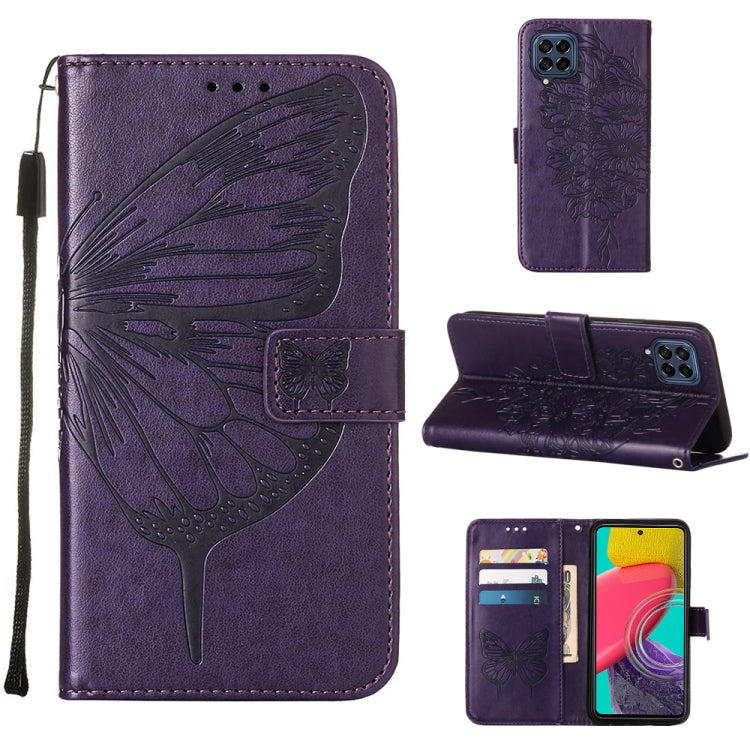 For Samsung Galaxy M53 5G Embossed Butterfly Leather Phone Case