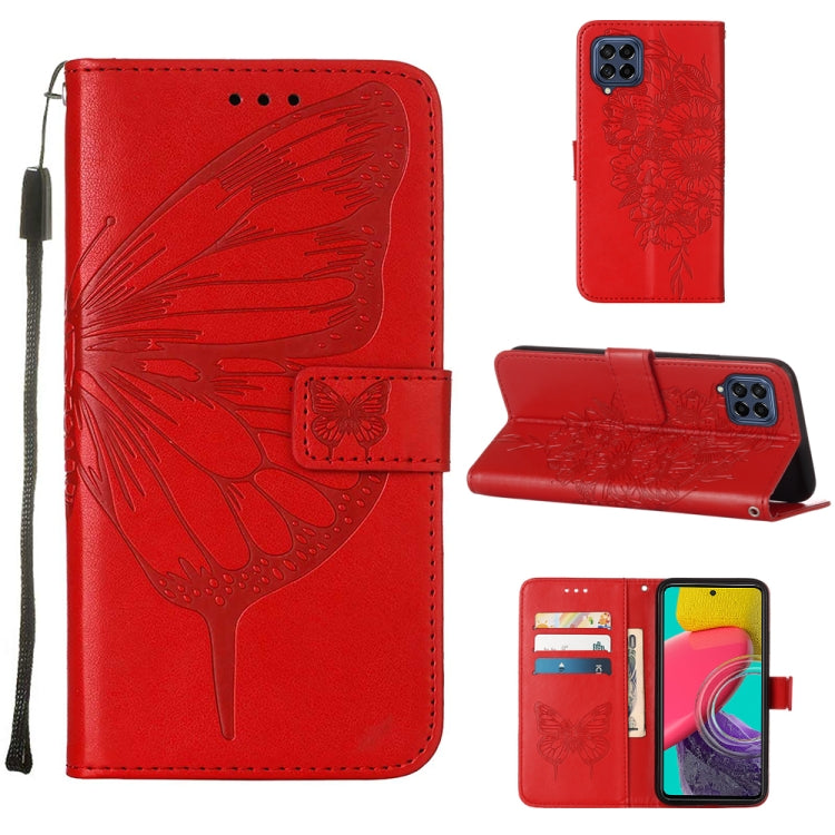 For Samsung Galaxy M53 5G Embossed Butterfly Leather Phone Case