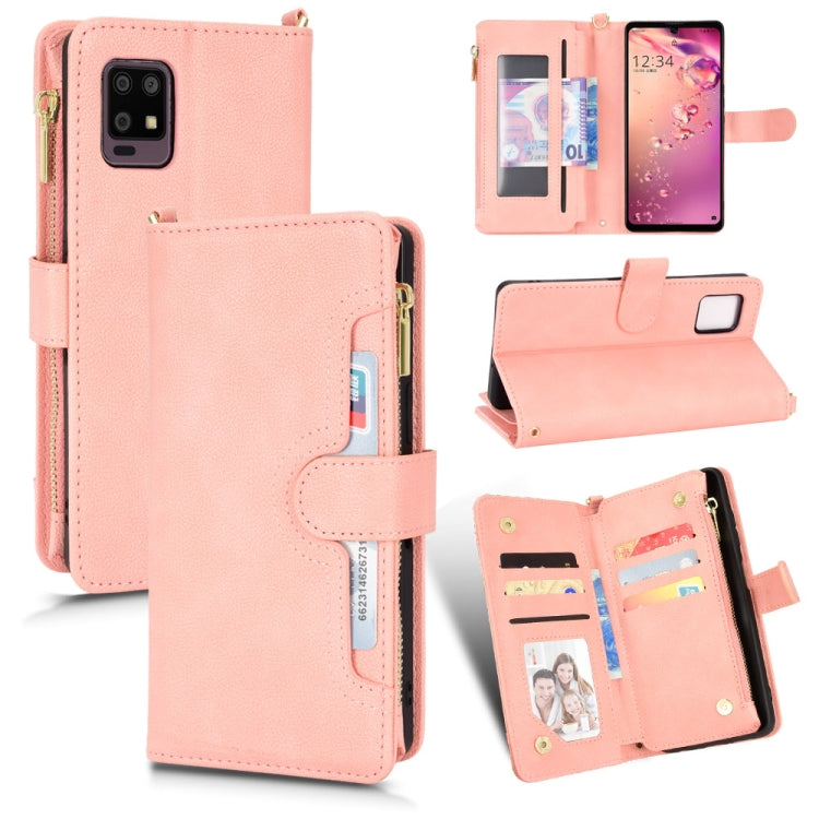 For Sharp Aquos Zero6 / Aquos Air Litchi Texture Zipper Leather Phone Case
