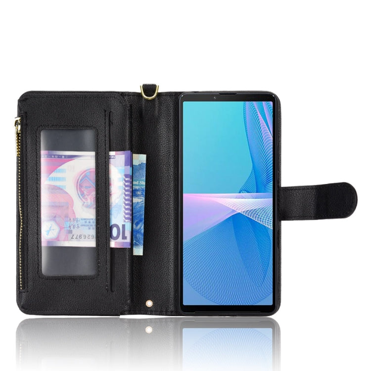 For Sony Xperia 10 III Litchi Texture Zipper Leather Phone Case