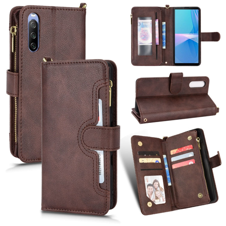 For Sony Xperia 10 III Litchi Texture Zipper Leather Phone Case