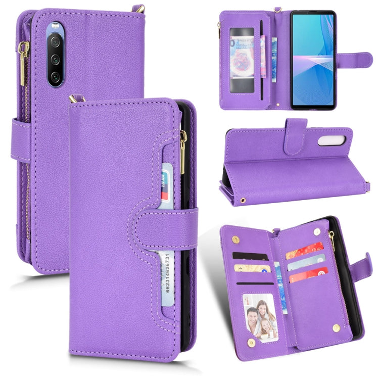For Sony Xperia 10 III Litchi Texture Zipper Leather Phone Case