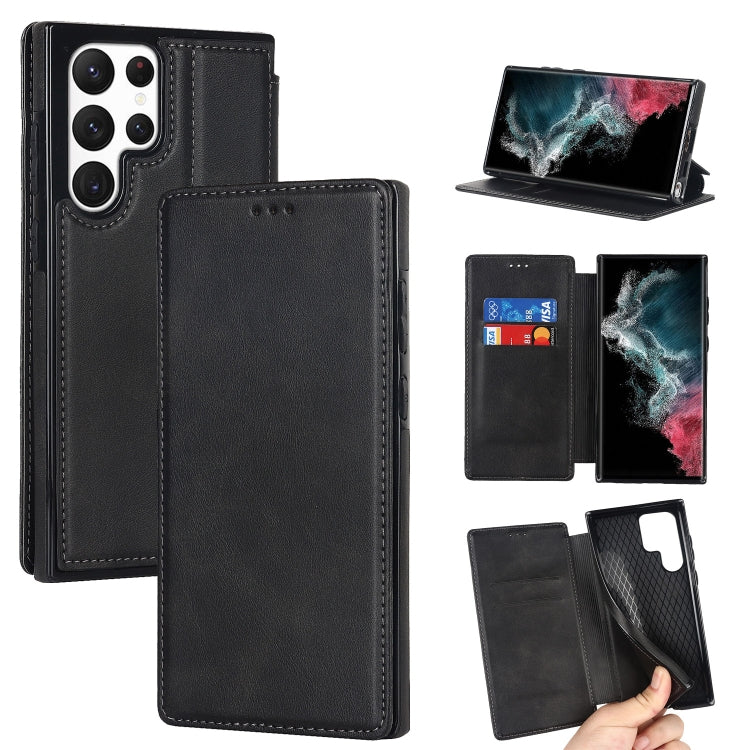 For Samsung Galaxy S22 Ultra 5G Knight Magnetic Suction Leather Phone Case