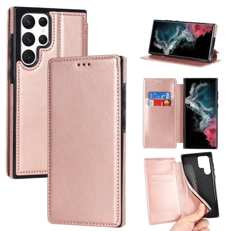 For Samsung Galaxy S22 Ultra 5G Knight Magnetic Suction Leather Phone Case