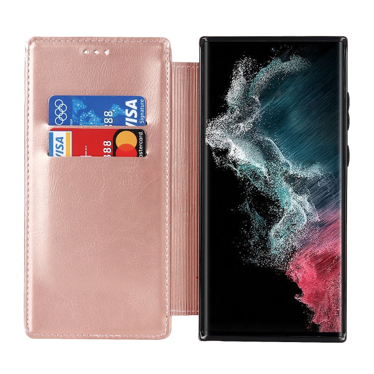 For Samsung Galaxy S22 Ultra 5G Knight Magnetic Suction Leather Phone Case